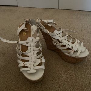 White strap wedges